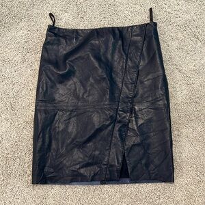Lauren by Ralph Lauren Leather Skirt, Navy Blue, Size 4, Lined, Pencil